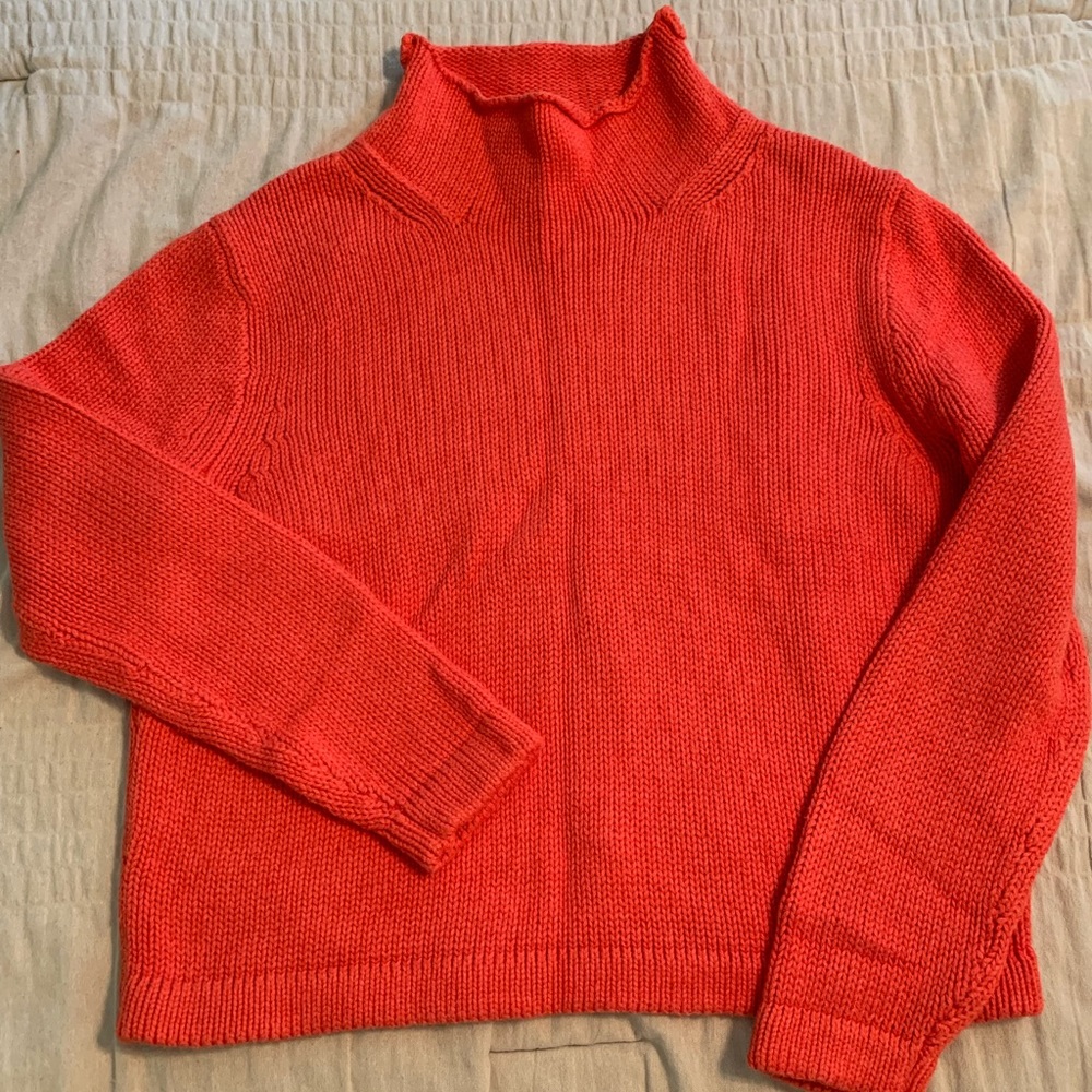 J.Crew mock neck sweater, orange, size small